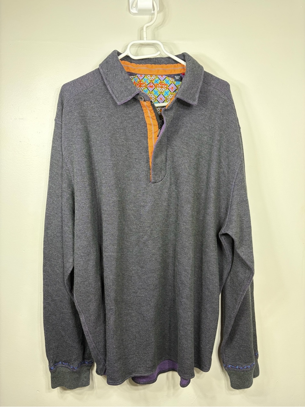 Robert Graham 2XL Quarter Zip Pullover Gray Big Tall Cotton Sweater Shirt Lux